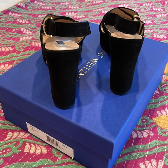 Stuart Weitzman Black Suede Platform Heels - Picture 4 of 7